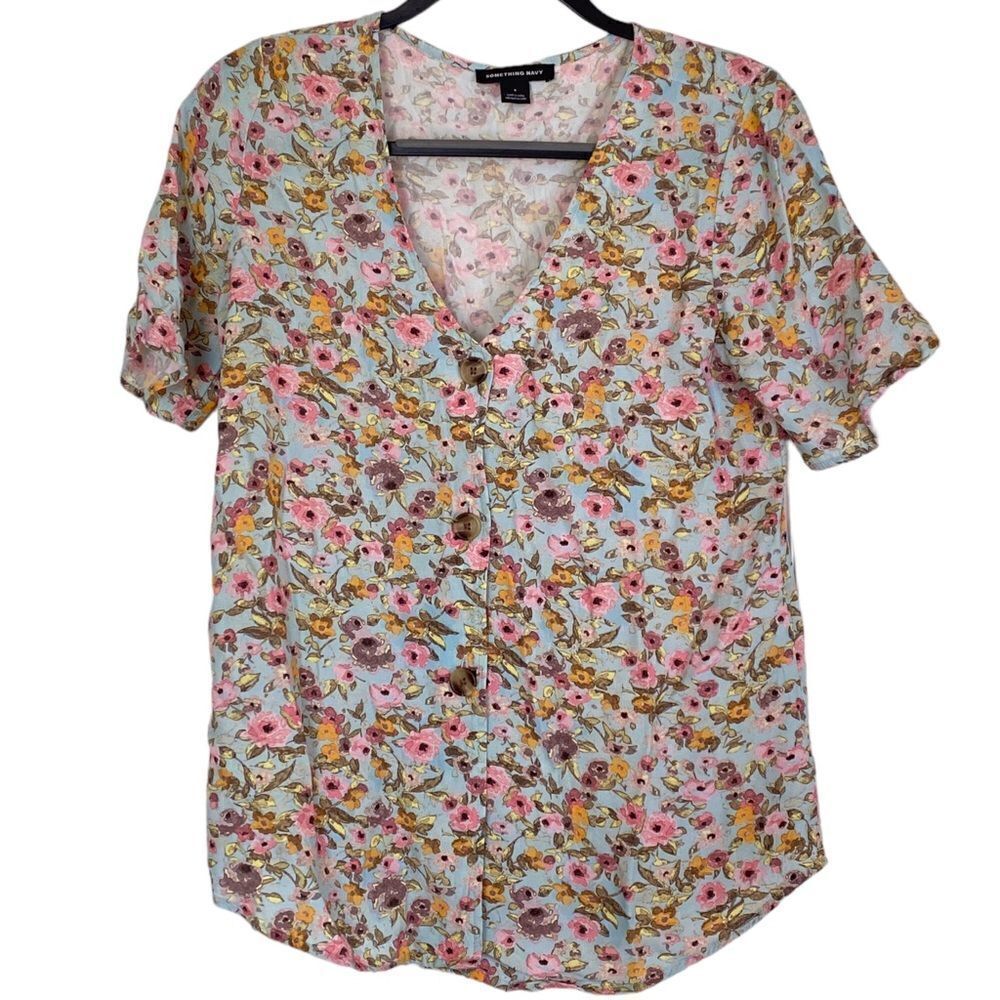 SOMETHING NAVY Arielle Charnas Floral Top Size Small